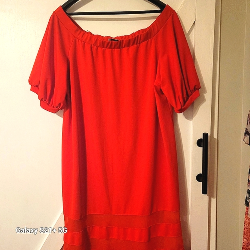 Plus-sized over-the-shoulder evening gown